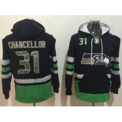 Seattle Seahawks #31 Kam Chancellor Navy Blue Green Name & Number Pullover NFL Hoodie