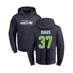 Seattle Seahawks #37 Quandre Diggs Navy Blue Name & Number Logo Pullover Hoodie