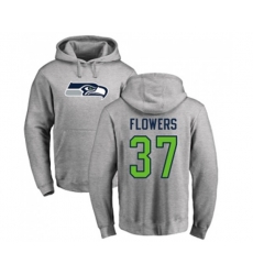 Seattle Seahawks #37 Tre Flowers Ash Name & Number Logo Pullover Hoodie