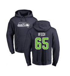 Seattle Seahawks #65 Germain Ifedi Navy Blue Name & Number Logo Pullover Hoodie