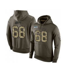 Seattle Seahawks #68 Justin Britt Green Salute To Service Pullover Hoodie