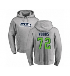 Seattle Seahawks #72 Al Woods Ash Name & Number Logo Pullover Hoodie