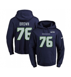 Seattle Seahawks #76 Duane Brown Navy Blue Name & Number Pullover Hoodie