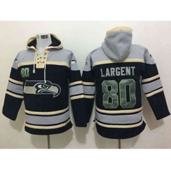 Seattle Seahawks #80 Steve Largent grey-black[pullover hooded sweatshirt]