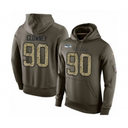 Seattle Seahawks #90 Jadeveon Clowney Green Salute To Service Pullover Hoodie
