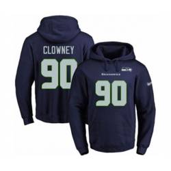 Seattle Seahawks #90 Jadeveon Clowney Navy Blue Name & Number Pullover Hoodie