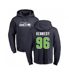 Seattle Seahawks #96 Cortez Kennedy Navy Blue Name & Number Logo Pullover Hoodie