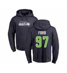 Seattle Seahawks #97 Poona Ford Navy Blue Name & Number Logo Pullover Hoodie