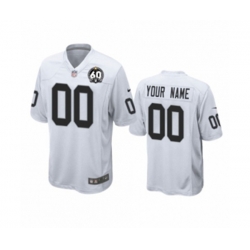 Oakland Raiders Customized White 60th Anniversary Game Jersey