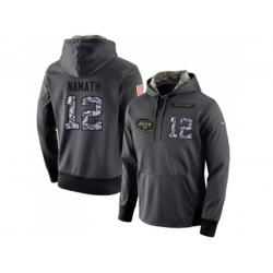 New York Jets #12 Joe Namath Stitched Black Anthracite Salute to Service Player Performance Hoodie