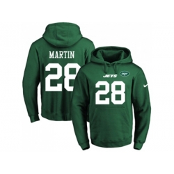New York Jets #28 Curtis Martin Green Name & Number Pullover NFL Hoodie