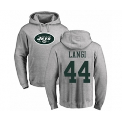 New York Jets #44 Harvey Langi Ash Name & Number Logo Pullover Hoodie