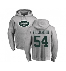 New York Jets #54 Avery Williamson Ash Name & Number Logo Pullover Hoodie