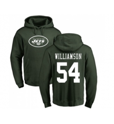 New York Jets #54 Avery Williamson Green Name & Number Logo Pullover Hoodie