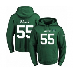 New York Jets #55 Ryan Kalil Green Name & Number Pullover Hoodie