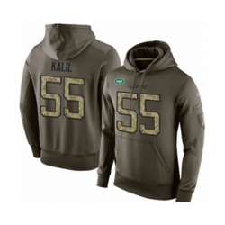New York Jets #55 Ryan Kalil Green Salute To Service Pullover Hoodie