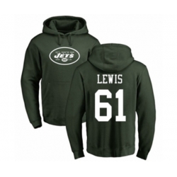 New York Jets #61 Alex Lewis Green Name & Number Logo Pullover Hoodie