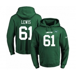 New York Jets #61 Alex Lewis Green Name & Number Pullover Hoodie