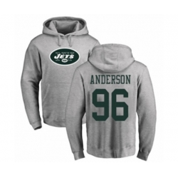 New York Jets #96 Henry Anderson Ash Name & Number Logo Pullover Hoodie