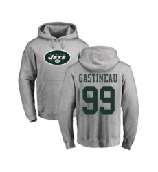 New York Jets #99 Mark Gastineau Ash Name & Number Logo Pullover Hoodie