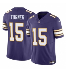 Minnesota Vikings #15 Dallas Turner Purple 2024 Draft Throwback Vapor Untouchable Limited Stitched Jersey