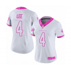 Women Arizona Cardinals #4 Andy Lee Limited White Pink Rush Fashion Football Jersey