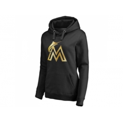 Women Miami Marlins Gold Collection Pullover Hoodie Black