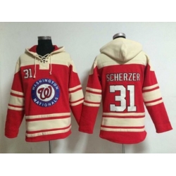 MLB washington nationals #31 Max Scherzer red[pullover hooded sweatshirt]