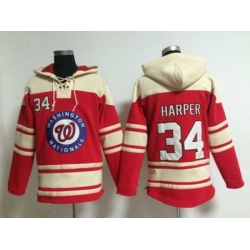 MLB washington nationals #34 harper red[pullover hooded sweatshirt]