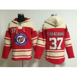 MLB washington nationals #37 strasburg red[pullover hooded sweatshirt]