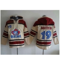 Toronto Blue Jays #19 Jose Bautista Cream Sawyer Hooded Sweatshirt MLB Hoodie