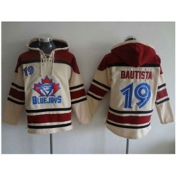 Toronto Blue Jays #19 Jose Bautista Cream Sawyer Hooded Sweatshirt MLB Hoodie