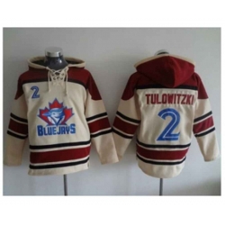 Toronto Blue Jays #2 Troy Tulowitzki Cream Sawyer Hooded Sweatshirt MLB Hoodie