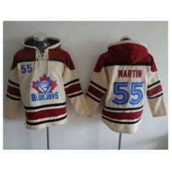 Toronto Blue Jays #55 Russell Martin Cream Sawyer Hooded Sweatshirt MLB Hoodie