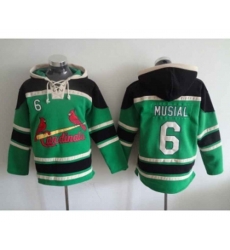 MLB St. Louis Cardinals #6 Stan Musial green Hooded Sweatshirt Jersey