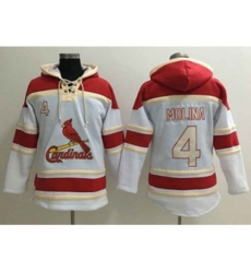 St. Louis Cardinals #4 Yadier Molina White Sawyer Hooded Sweatshirt Baseball Hoodie
