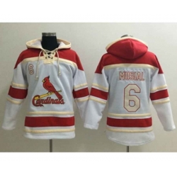St. Louis Cardinals #6 Stan Musial White Sawyer Hooded Sweatshirt Baseball Hoodie
