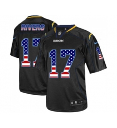 Los Angeles Chargers #17 Philip Rivers Elite Black USA Flag Fashion Football Jersey
