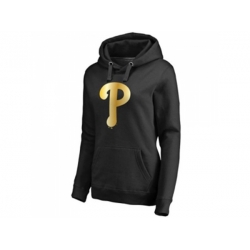 Women Philadelphia Phillies Gold Collection Pullover Hoodie Black