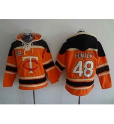 Minnesota Twins #48 Torii Hunter Orange Sawyer Hooded Sweatshirt MLB Hoodie