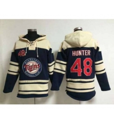 mlb jerseys minnesota twins #48 hunter blue[hunter][pullover hooded sweatshirt]