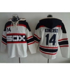 Chicago White Sox #14 Paul Konerko White Sawyer Hooded Sweatshirt Alternate Home MLB Hoodie
