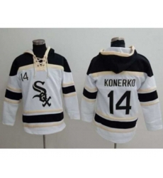 Chicago White Sox #14 Paul Konerko White Sawyer Hooded Sweatshirt Baseball Hoodie