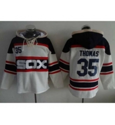 Chicago White Sox #35 Frank Thomas White Sawyer Hooded Sweatshirt Alternate Home MLB Hoodie