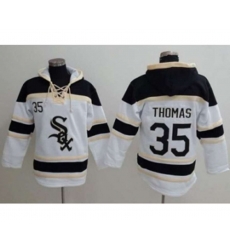 Chicago White Sox #35 Frank Thomas White Sawyer Hooded Sweatshirt Baseball Hoodie