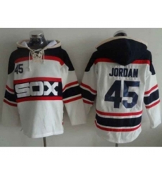 Chicago White Sox #45 Michael Jordan White Sawyer Hooded Sweatshirt Alternate Home MLB Hoodie