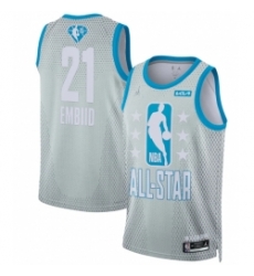 2022 All Star #21 Joel Embiid Blue Eastern Conference Gray Eastern Conference Basketball Jersey