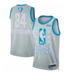 2022 All Star #34 Giannis Antetokounmpo Gray Basketball Jersey