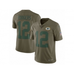 Green Bay Packers #12 Aaron Rodgers Limited Olive 2017 Salute to Service NFL Jersey