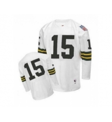 Green Bay Packers #15 Bart Starr Authentic White Throwback Football Jersey